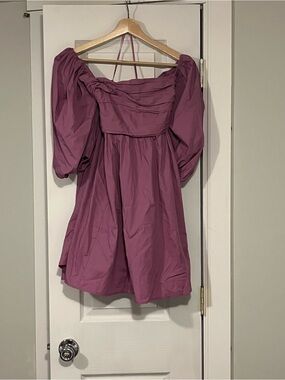 Abercrombie & Fitch Mauve Off-Shoulder Puff Sleeve Tunic